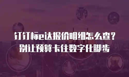 钉钉标e达报价明细怎么查？别让预算卡住数字化脚步