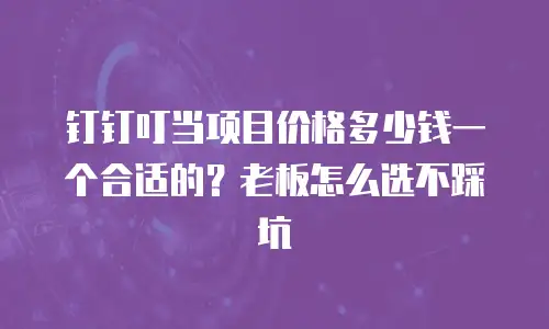 钉钉叮当项目价格多少钱一个合适的？老板怎么选不踩坑