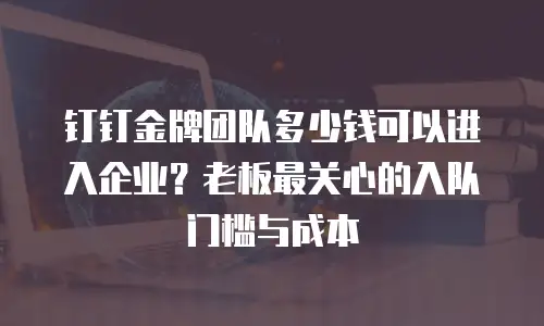 钉钉金牌团队多少钱可以进入企业？老板最关心的入队门槛与成本