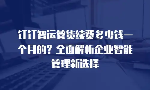 钉钉智运管货续费多少钱一个月的？全面解析企业智能管理新选择