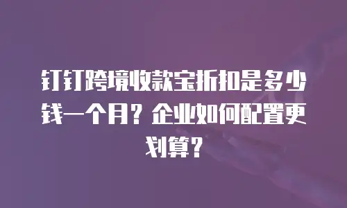 钉钉跨境收款宝折扣是多少钱一个月？企业如何配置更划算？
