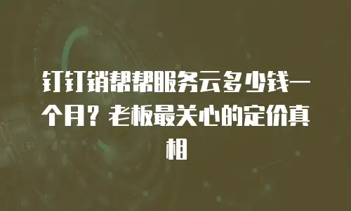 钉钉销帮帮服务云多少钱一个月？老板最关心的定价真相