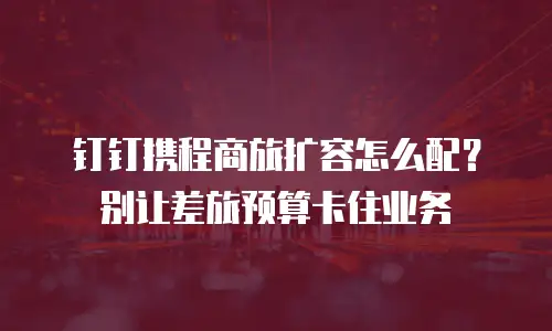钉钉携程商旅扩容怎么配？别让差旅预算卡住业务