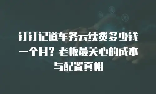 钉钉记道车务云续费多少钱一个月？老板最关心的成本与配置真相