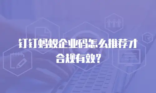 钉钉蚂蚁企业码怎么推荐才合规有效？