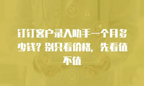 钉钉客户录入助手一个月多少钱？别只看价格，先看值不值