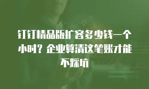 钉钉精品版扩容多少钱一个小时？企业算清这笔账才能不踩坑