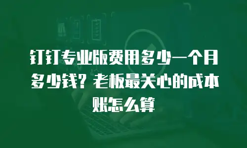 钉钉专业版费用多少一个月多少钱？老板最关心的成本账怎么算