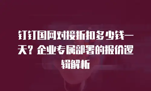 钉钉国网对接折扣多少钱一天？企业专属部署的报价逻辑解析