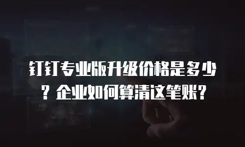 钉钉专业版升级价格是多少？企业如何算清这笔账？