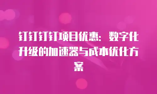 钉钉钉钉项目优惠：数字化升级的加速器与成本优化方案