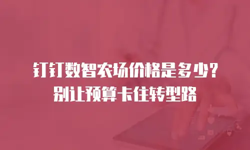钉钉数智农场价格是多少？别让预算卡住转型路