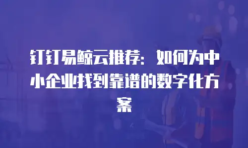 钉钉易鲸云推荐：如何为中小企业找到靠谱的数字化方案
