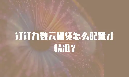 钉钉九数云租赁怎么配置才精准？