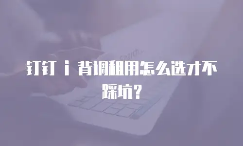 钉钉 i 背调租用怎么选才不踩坑？