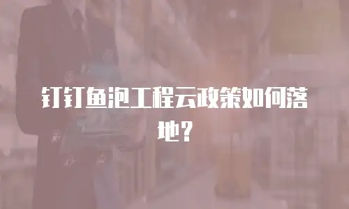 钉钉鱼泡工程云政策如何落地？