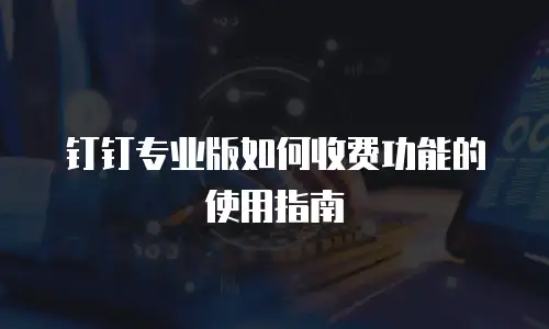钉钉专业版如何收费功能的使用指南