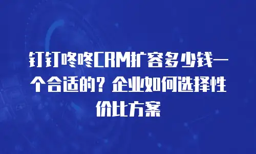 钉钉咚咚CRM扩容多少钱一个合适的？企业如何选择性价比方案
