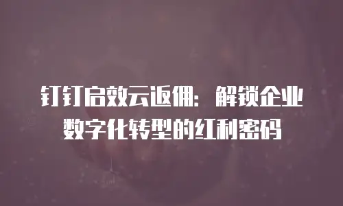 钉钉启效云返佣：解锁企业数字化转型的红利密码