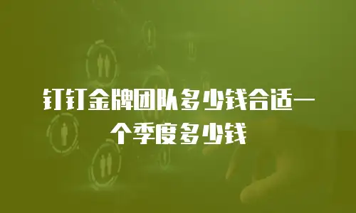 钉钉金牌团队多少钱合适一个季度多少钱