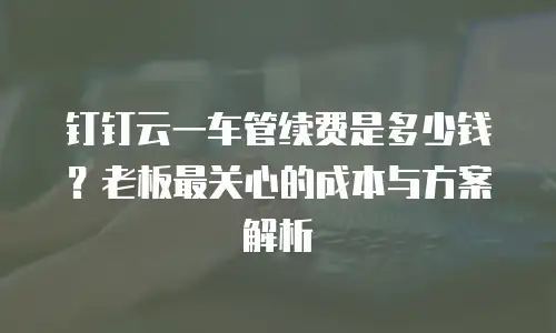 钉钉云一车管续费是多少钱？老板最关心的成本与方案解析