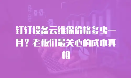 钉钉设备云维保价格多少一月？老板们最关心的成本真相