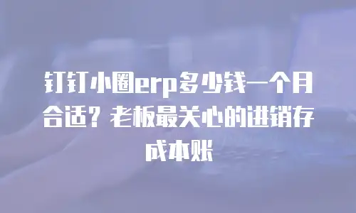 钉钉小圈erp多少钱一个月合适？老板最关心的进销存成本账