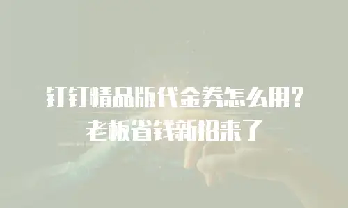 钉钉精品版代金券怎么用？老板省钱新招来了
