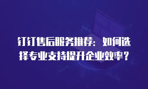 钉钉售后服务推荐：如何选择专业支持提升企业效率？
