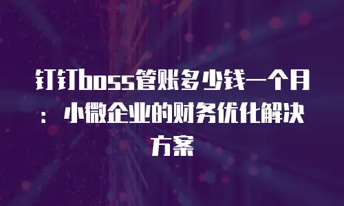 钉钉boss管账多少钱一个月：小微企业的财务优化解决方案