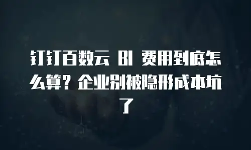 钉钉百数云 BI 费用到底怎么算？企业别被隐形成本坑了