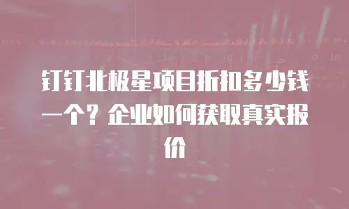 钉钉北极星项目折扣多少钱一个？企业如何获取真实报价