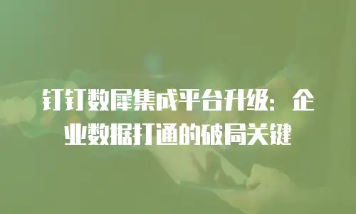 钉钉数犀集成平台升级：企业数据打通的破局关键