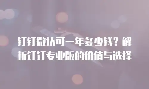 钉钉微认可一年多少钱？解析钉钉专业版的价值与选择