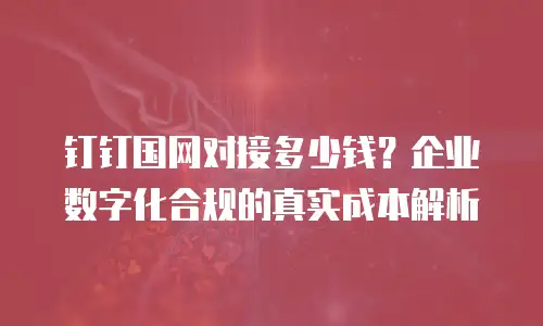 钉钉国网对接多少钱？企业数字化合规的真实成本解析