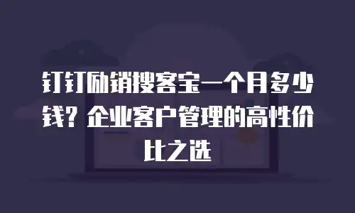 钉钉励销搜客宝一个月多少钱？企业客户管理的高性价比之选