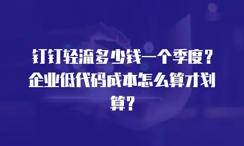 钉钉轻流多少钱一个季度？企业低代码成本怎么算才划算？