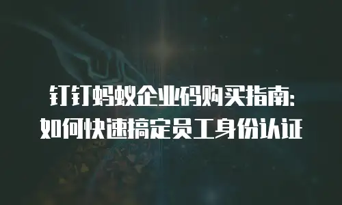 钉钉蚂蚁企业码购买指南：如何快速搞定员工身份认证