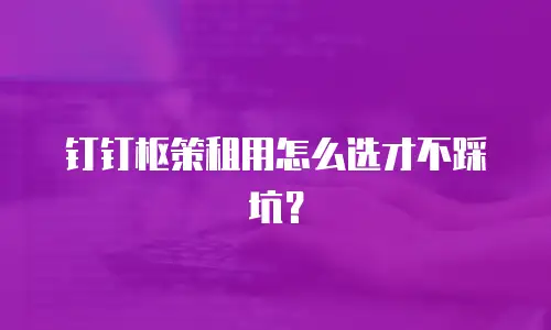钉钉枢策租用怎么选才不踩坑？