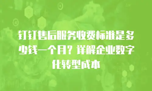 钉钉售后服务收费标准是多少钱一个月？详解企业数字化转型成本