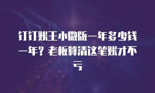 钉钉账王小微版一年多少钱一年？老板算清这笔账才不亏