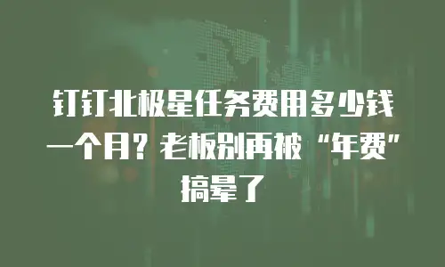 钉钉北极星任务费用多少钱一个月？老板别再被“年费”搞晕了