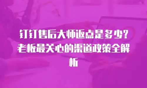 钉钉售后大师返点是多少？老板最关心的渠道政策全解析