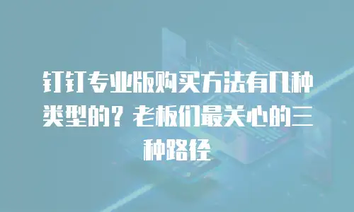 钉钉专业版购买方法有几种类型的？老板们最关心的三种路径