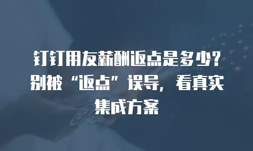 钉钉用友薪酬返点是多少？别被&ldquo;返点&rdquo;误导，看真实集成方案
