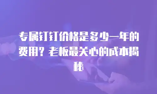 专属钉钉价格是多少一年的费用？老板最关心的成本揭秘