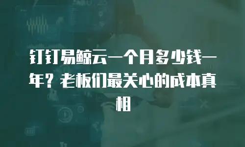 钉钉易鲸云一个月多少钱一年？老板们最关心的成本真相
