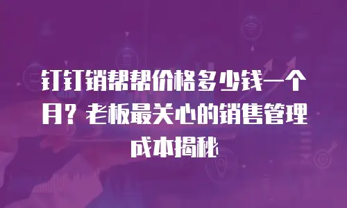 钉钉销帮帮价格多少钱一个月？老板最关心的销售管理成本揭秘