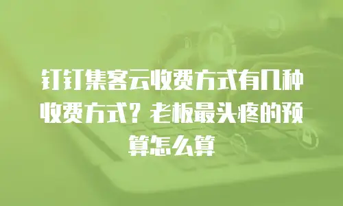 钉钉集客云收费方式有几种收费方式？老板最头疼的预算怎么算