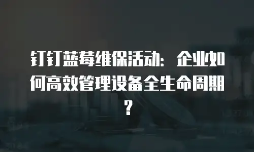 钉钉蓝莓维保活动：企业如何高效管理设备全生命周期？